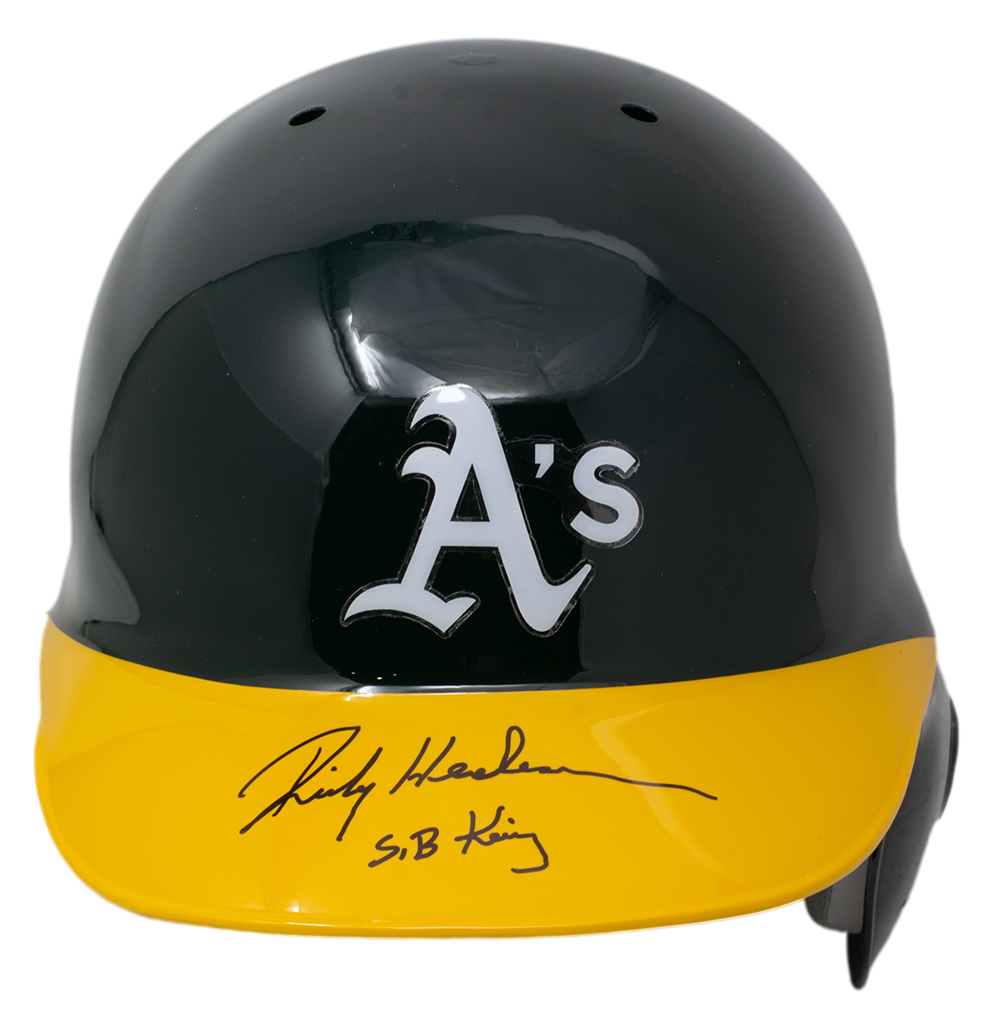Rickey Henderson Signed Athletics Full-Size Batting Helmet Inscribed "S.B King" (JSA) at PristineAuction.com Rickey Henderson Signed Athletics Full-Size Batting Helmet Inscribed "S.B King" (JSA) at PristineAuction.com