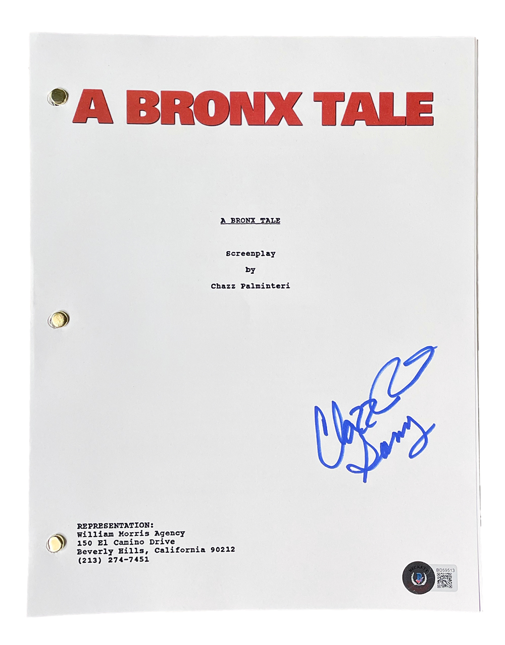 Chazz Palminteri Signed "A Bronx Tale" Movie Script Inscribed "Sonny" (Beckett) at PristineAuction.com Chazz Palminteri Signed "A Bronx Tale" Movie Script Inscribed "Sonny" (Beckett) at PristineAuction.com