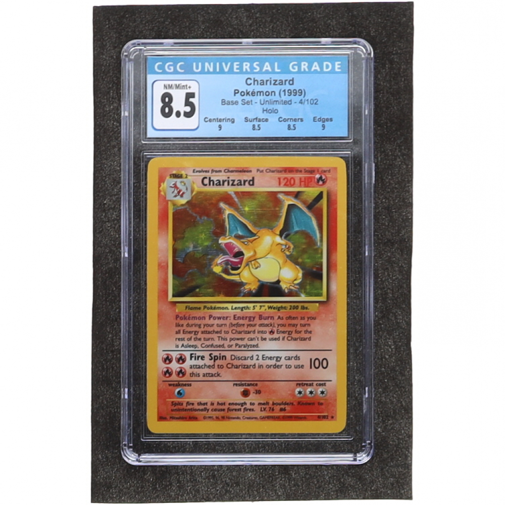 Charizard 1999 Pokemon Base Unlimited #4 Holo (CGC 8.5) at PristineAuction.com Charizard 1999 Pokemon Base Unlimited #4 Holo (CGC 8.5) at PristineAuction.com