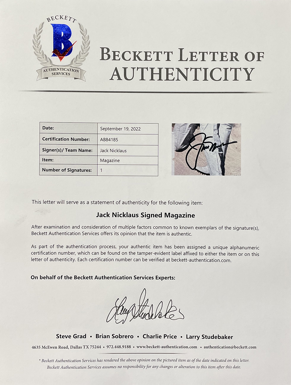 Jack Nicklaus Signed 1972 Sports Illustrated Magazine (Beckett) at PristineAuction.com Jack Nicklaus Signed 1972 Sports Illustrated Magazine (Beckett) at PristineAuction.com