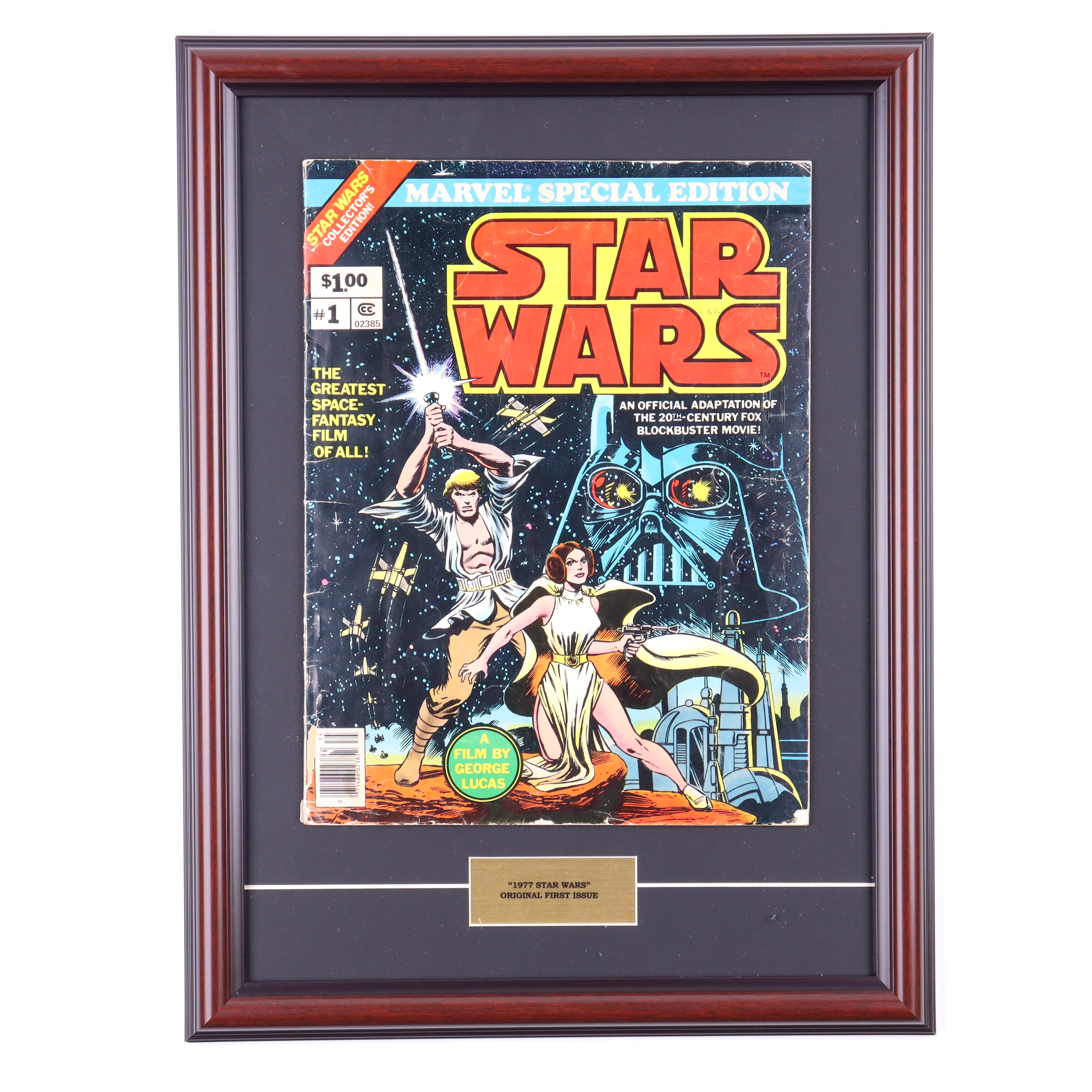 1977 "Marvel Special Edition Featuring: Star Wars" Issue #1 Custom Framed Marvel Comic Book at PristineAuction.com 1977 "Marvel Special Edition Featuring: Star Wars" Issue #1 Custom Framed Marvel Comic Book at PristineAuction.com
