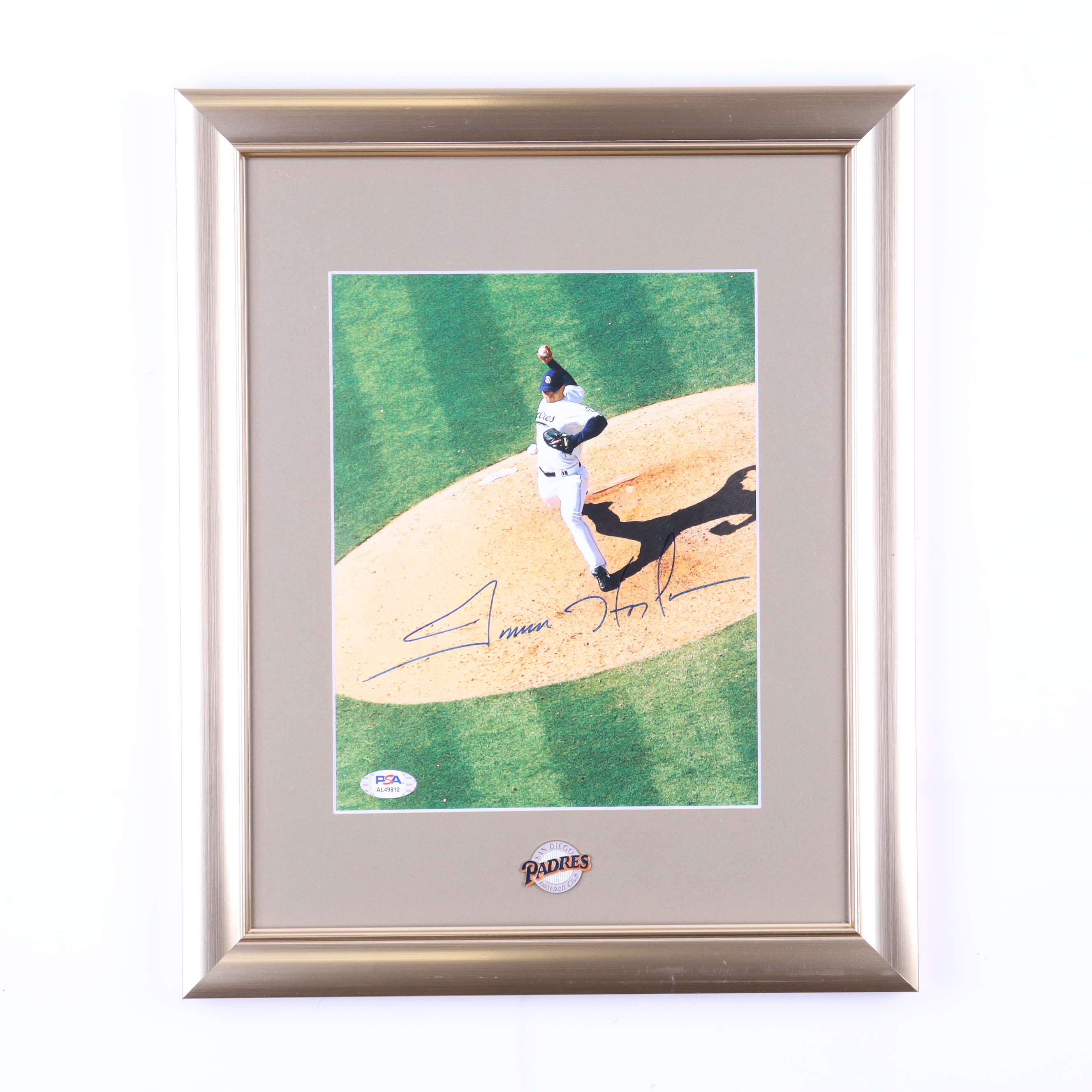 Trevor Hoffman Signed Padres Custom Framed Photo with Metal Padres Emblem (PSA) at PristineAuction.com Trevor Hoffman Signed Padres Custom Framed Photo with Metal Padres Emblem (PSA) at PristineAuction.com