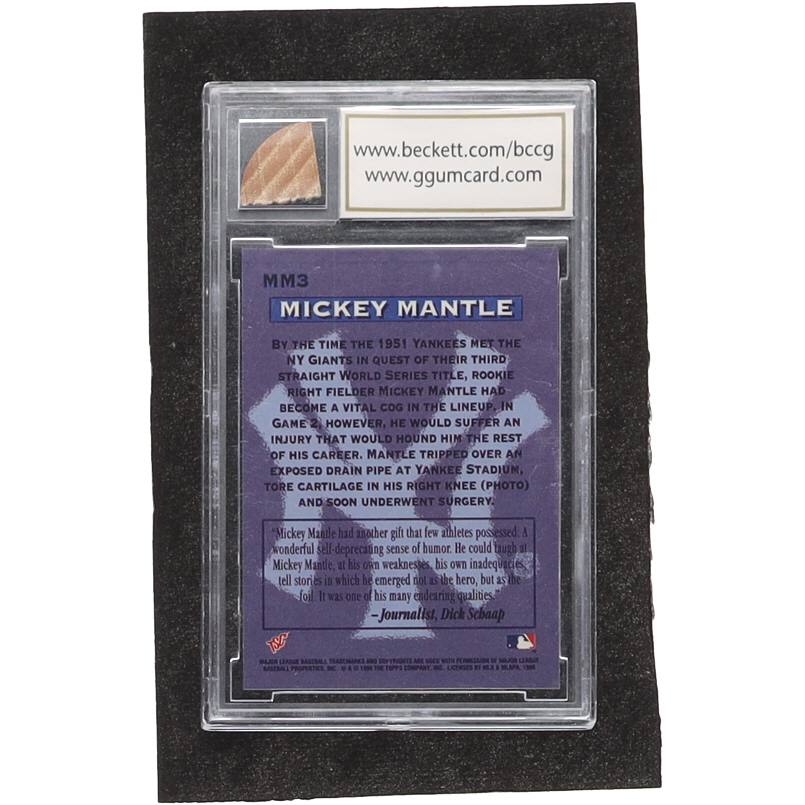 Mickey Mantle 1996 Stadium Club Members Only Parallel #MMA3 with Game-Used Bat Piece (BCCG 10) at PristineAuction.com Mickey Mantle 1996 Stadium Club Members Only Parallel #MMA3 with Game-Used Bat Piece (BCCG 10) at PristineAuction.com