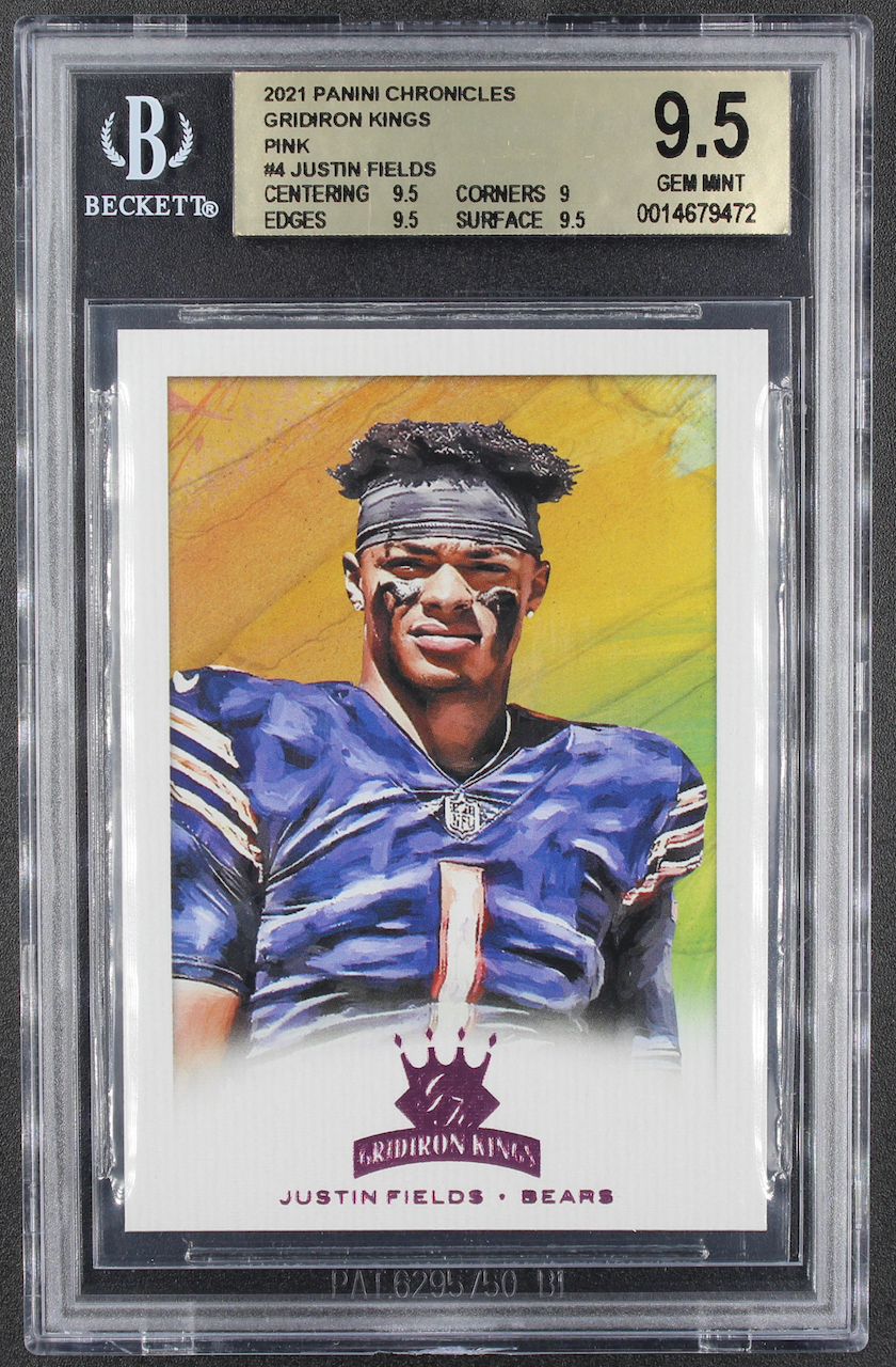 Justin Fields 2021 Panini Chronicles Gridiron Kings Pink #4 RC (BGS 9.5) at PristineAuction.com Justin Fields 2021 Panini Chronicles Gridiron Kings Pink #4 RC (BGS 9.5) at PristineAuction.com