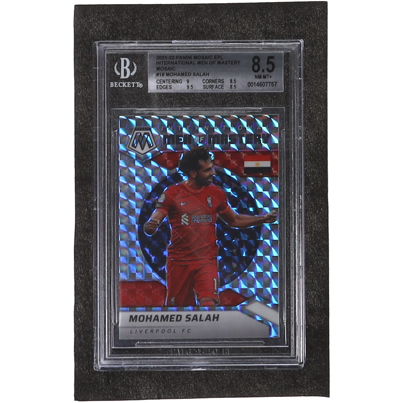 Mohamed Salah 2021-22 Panini Mosaic English Premier League International Men of Mastery #18 (BGS 8.5) at PristineAuction.com Mohamed Salah 2021-22 Panini Mosaic English Premier League International Men of Mastery #18 (BGS 8.5) at PristineAuction.com
