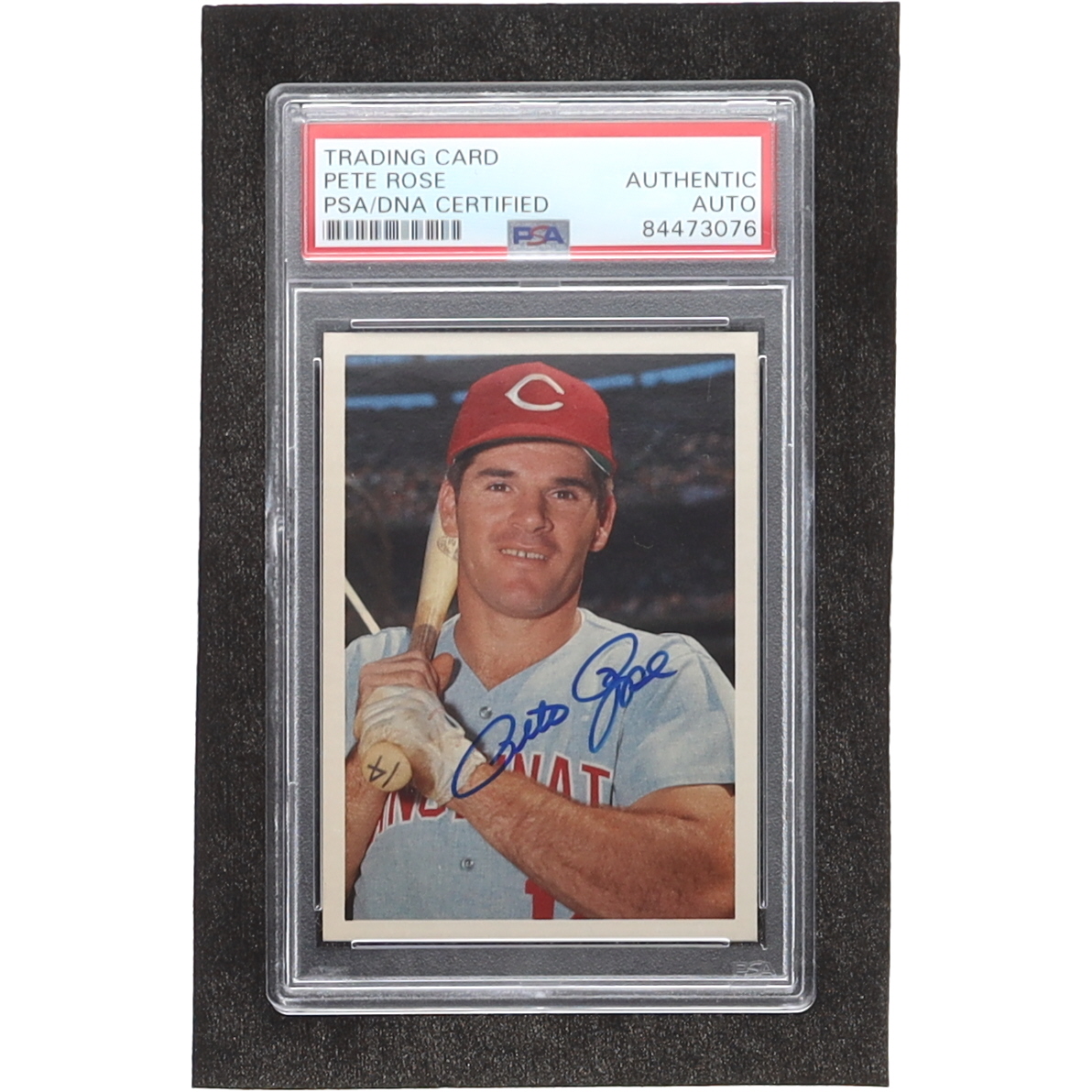 Pete Rose Signed 1985 Topps Rose #105 Reds smiling '60s (PSA) at PristineAuction.com Pete Rose Signed 1985 Topps Rose #105 Reds smiling '60s (PSA) at PristineAuction.com
