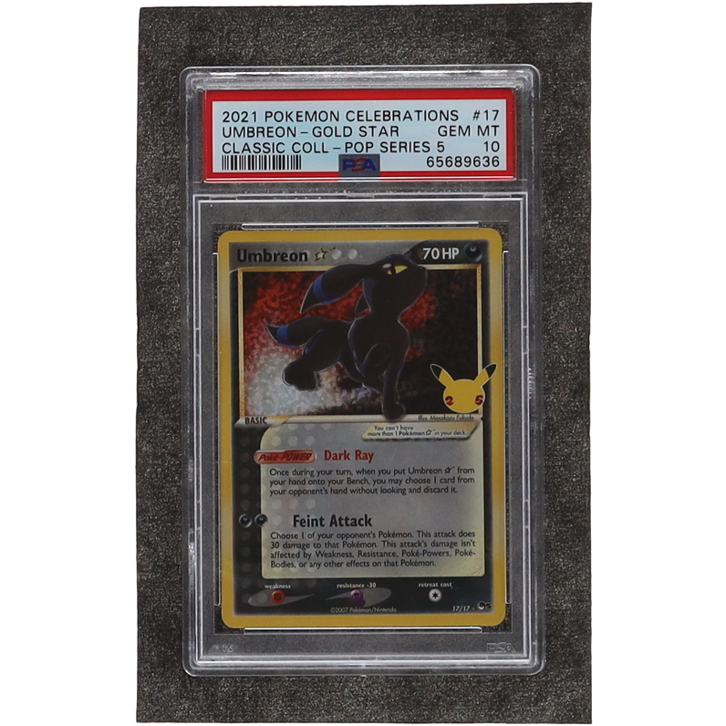 Umbreon 2021 Pokemon Celebrations Classic Collection Confetti Holofoil #17 Gold Star (PSA 10) at PristineAuction.com Umbreon 2021 Pokemon Celebrations Classic Collection Confetti Holofoil #17 Gold Star (PSA 10) at PristineAuction.com