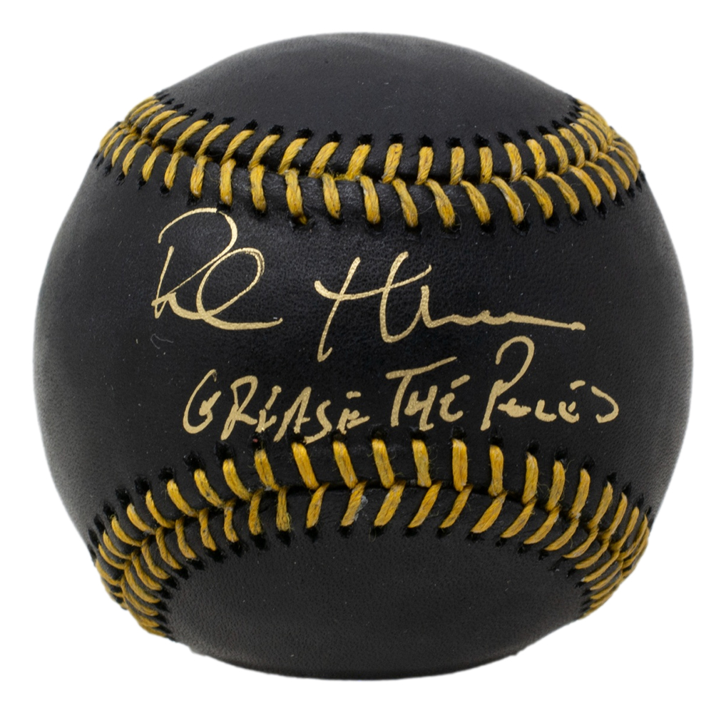 Rob Thomson Signed OML Black Leather Baseball Inscribed "Grease The Poles" (JSA) at PristineAuction.com Rob Thomson Signed OML Black Leather Baseball Inscribed "Grease The Poles" (JSA) at PristineAuction.com