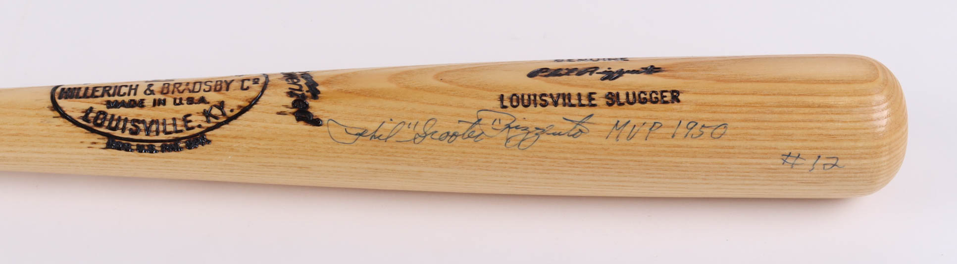Phil Rizzuto Signed Louisville Slugger Player Model Baseball Bat Inscribed "Scooter" & "1950 MVP" (PSA) at PristineAuction.com Phil Rizzuto Signed Louisville Slugger Player Model Baseball Bat Inscribed "Scooter" & "1950 MVP" (PSA) at PristineAuction.com