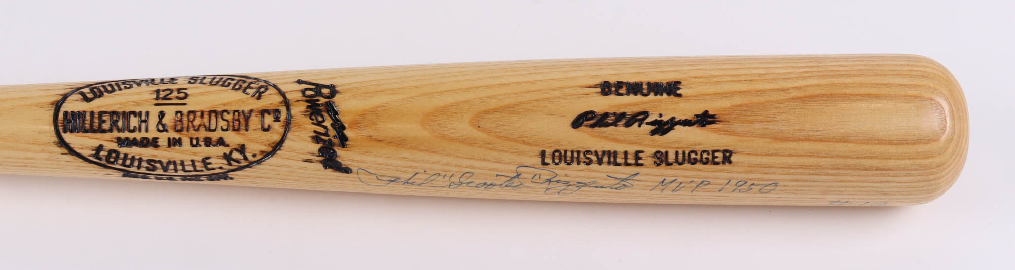 Phil Rizzuto Signed Louisville Slugger Player Model Baseball Bat Inscribed "Scooter" & "1950 MVP" (PSA) at PristineAuction.com Phil Rizzuto Signed Louisville Slugger Player Model Baseball Bat Inscribed "Scooter" & "1950 MVP" (PSA) at PristineAuction.com