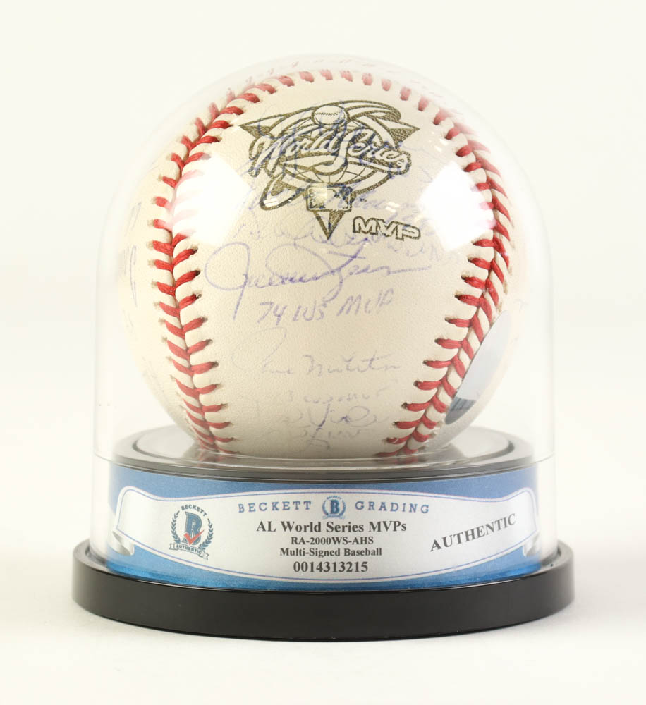 2000 World Series MVP Logo Baseball by (25) with Derek Jeter, Mariano Rivera, Reggie Jackson, Don Larsen with Multiple Inscriptions (Beckett & Steiner) at PristineAuction.com 2000 World Series MVP Logo Baseball by (25) with Derek Jeter, Mariano Rivera, Reggie Jackson, Don Larsen with Multiple Inscriptions (Beckett & Steiner) at PristineAuction.com