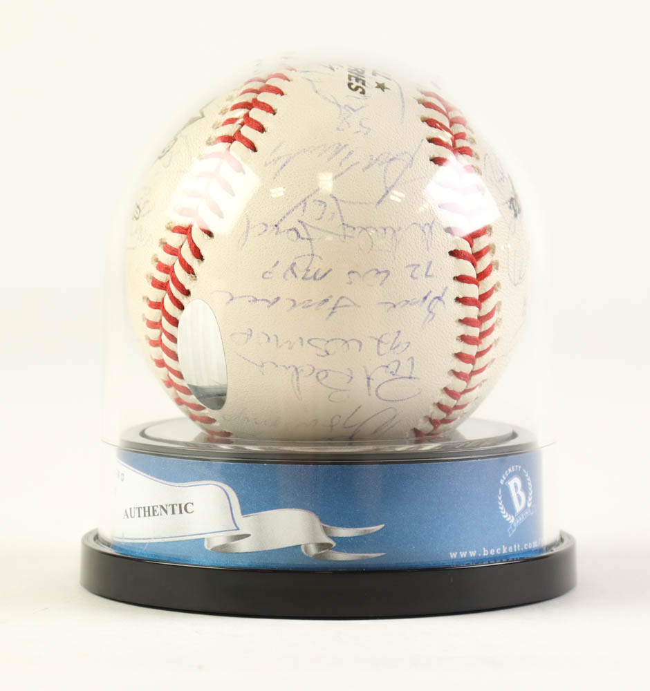 2000 World Series MVP Logo Baseball by (25) with Derek Jeter, Mariano Rivera, Reggie Jackson, Don Larsen with Multiple Inscriptions (Beckett & Steiner) at PristineAuction.com 2000 World Series MVP Logo Baseball by (25) with Derek Jeter, Mariano Rivera, Reggie Jackson, Don Larsen with Multiple Inscriptions (Beckett & Steiner) at PristineAuction.com