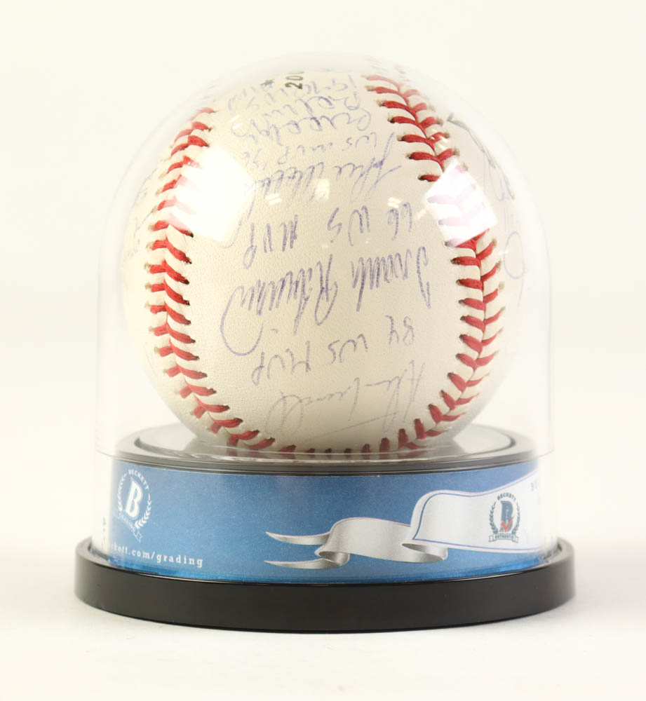 2000 World Series MVP Logo Baseball by (25) with Derek Jeter, Mariano Rivera, Reggie Jackson, Don Larsen with Multiple Inscriptions (Beckett & Steiner) at PristineAuction.com 2000 World Series MVP Logo Baseball by (25) with Derek Jeter, Mariano Rivera, Reggie Jackson, Don Larsen with Multiple Inscriptions (Beckett & Steiner) at PristineAuction.com