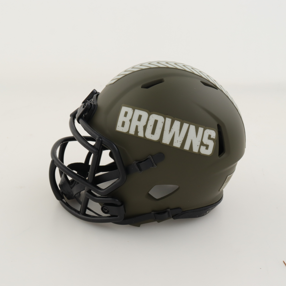 Joe Thomas Signed Browns Salute To Service Speed Mini Helmet (Schwartz
