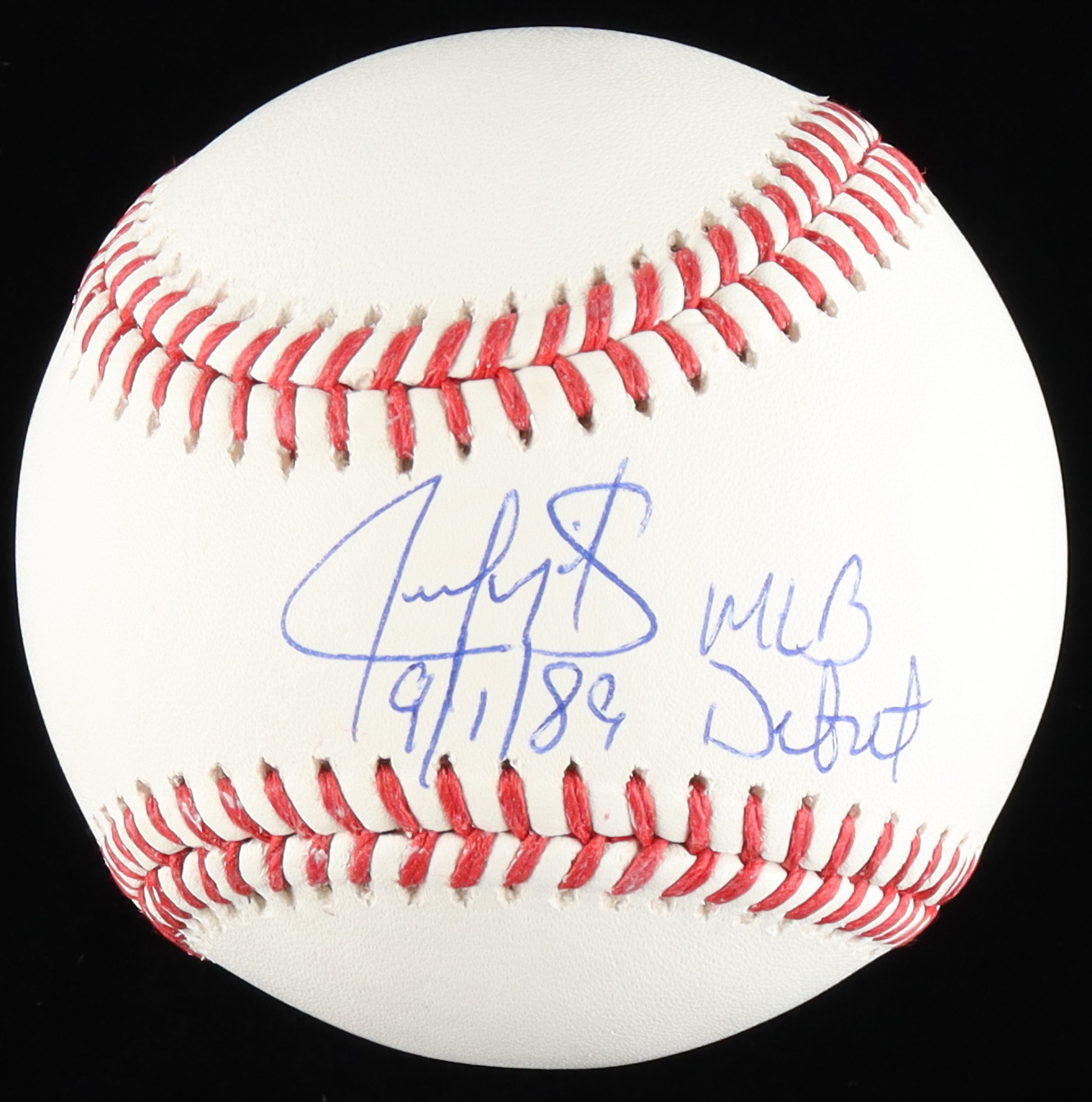 Juan Gonzalez Signed OML Baseball Inscribed "9/1/89 MLB Debut" (JSA) at PristineAuction.com Juan Gonzalez Signed OML Baseball Inscribed "9/1/89 MLB Debut" (JSA) at PristineAuction.com