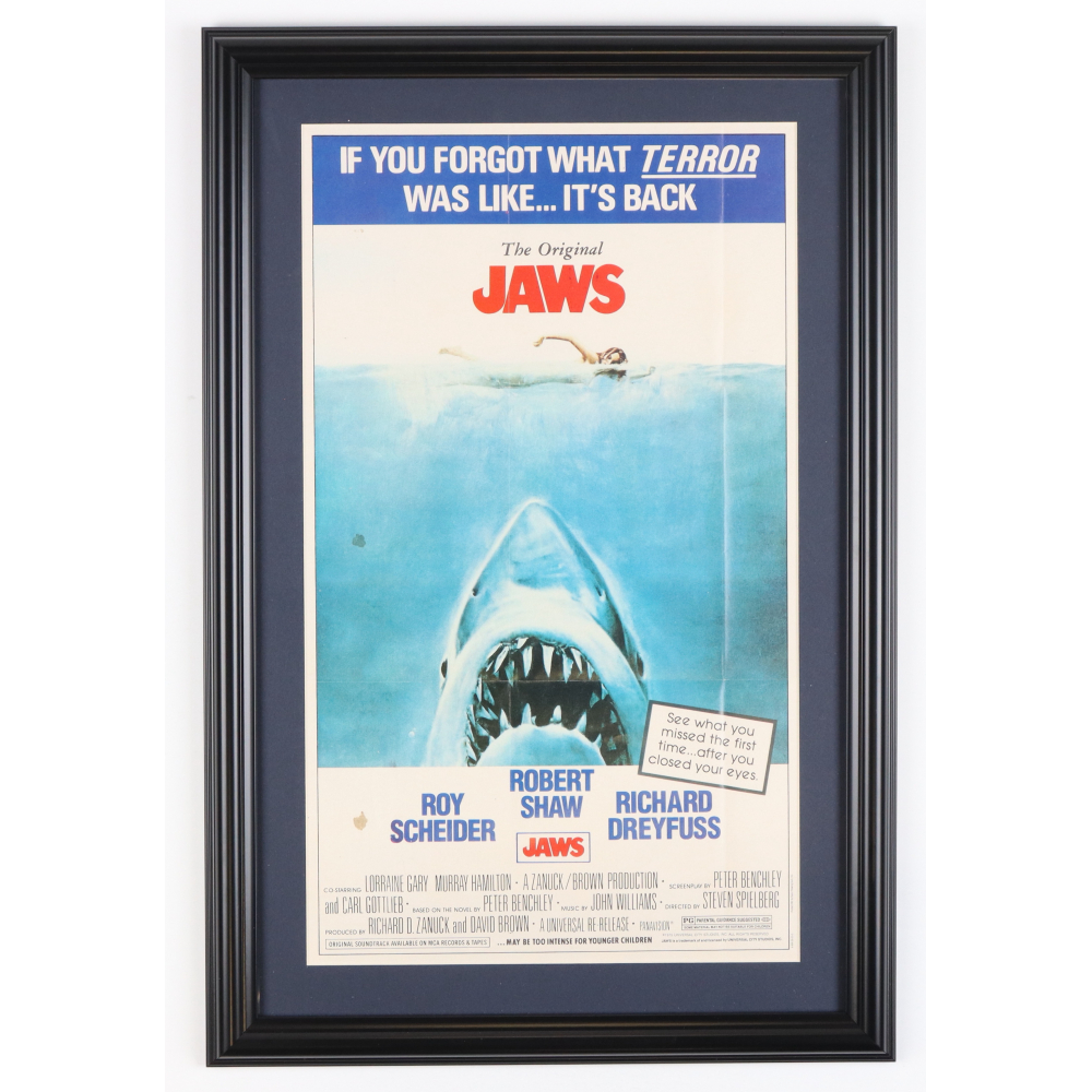 Vintage Universal Studios Jaws Custom Framed Movie Poster Pristine vintage-universal-studios-jaws-custom-framed-movie-poster-pristine