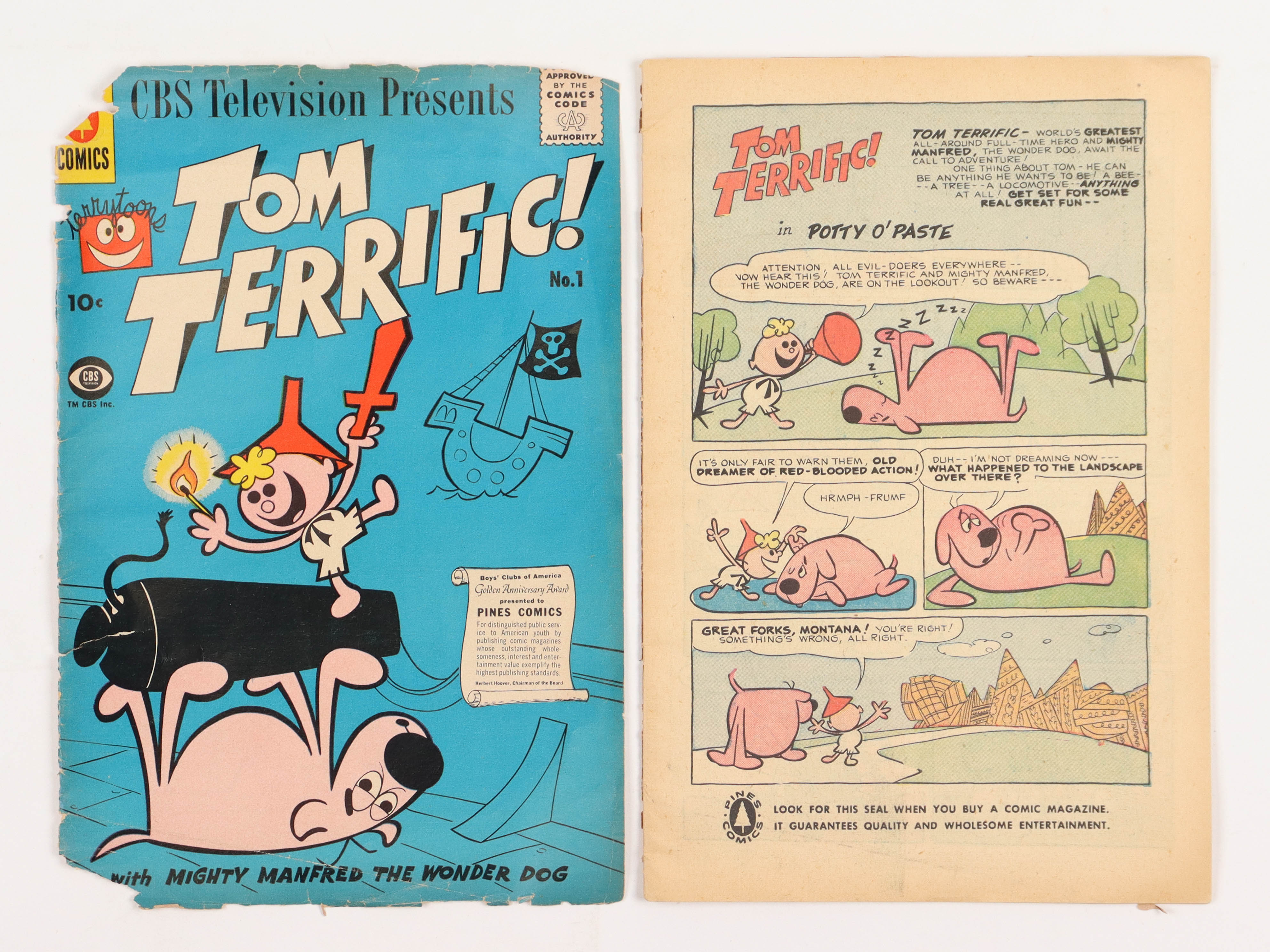1957 "Tom Terrific" Issue #1 Pines Comic Book at PristineAuction.com 1957 "Tom Terrific" Issue #1 Pines Comic Book at PristineAuction.com