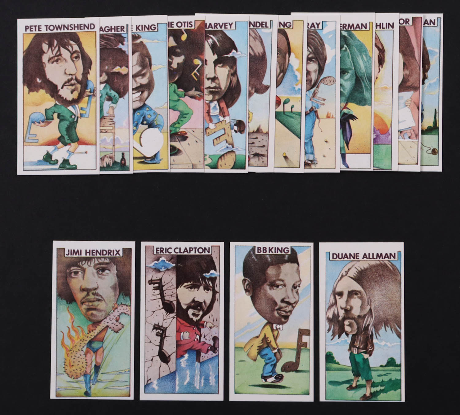 Complete Set of (16) 1976 Polydor "Guitar Legends" Cigarette Cards with Eric Clapton, B.B. King, Pete Townsend, Jimi Hendrix, Gregg Allman at PristineAuction.com Complete Set of (16) 1976 Polydor "Guitar Legends" Cigarette Cards with Eric Clapton, B.B. King, Pete Townsend, Jimi Hendrix, Gregg Allman at PristineAuction.com