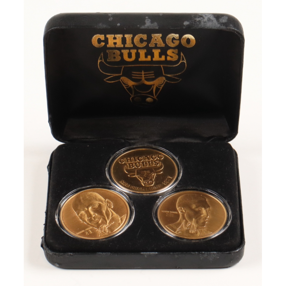 Michael Jordan Set of (3) LE Bulls Commemorative Bronze Coins with