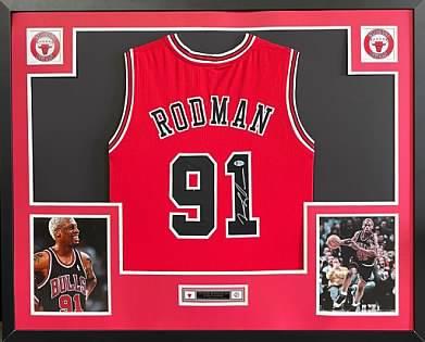 Dennis Rodman Signed Custom Framed Jersey Display (Beckett) at PristineAuction.com Dennis Rodman Signed Custom Framed Jersey Display (Beckett) at PristineAuction.com