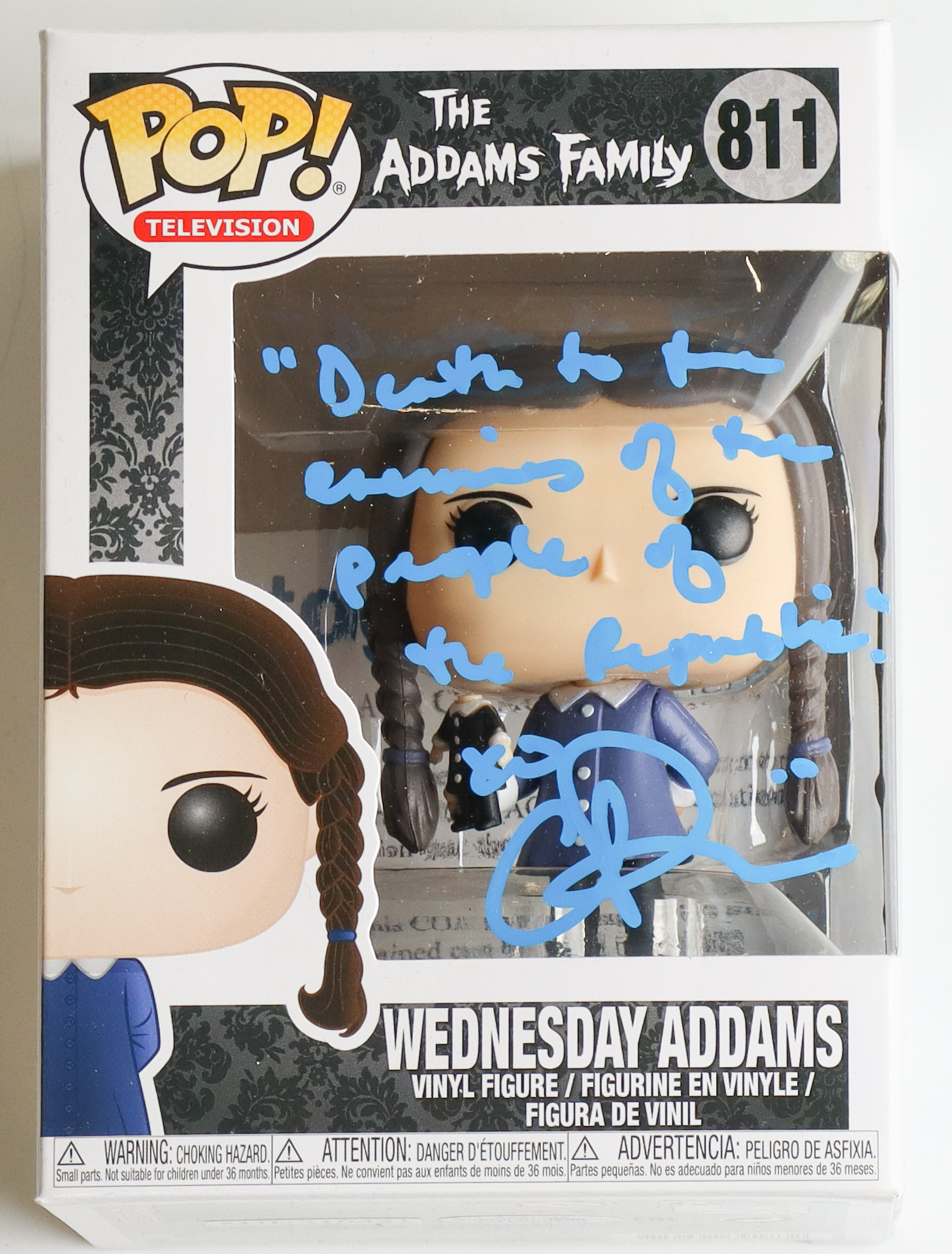 Christina Ricci Signed "The Addams Family" #811 Wednesday Addams Funko Pop! Vinyl Figure Inscribed "Death to the Enemies of the People of the Republic!" (AutographCOA) at PristineAuction.com Christina Ricci Signed "The Addams Family" #811 Wednesday Addams Funko Pop! Vinyl Figure Inscribed "Death to the Enemies of the People of the Republic!" (AutographCOA) at PristineAuction.com