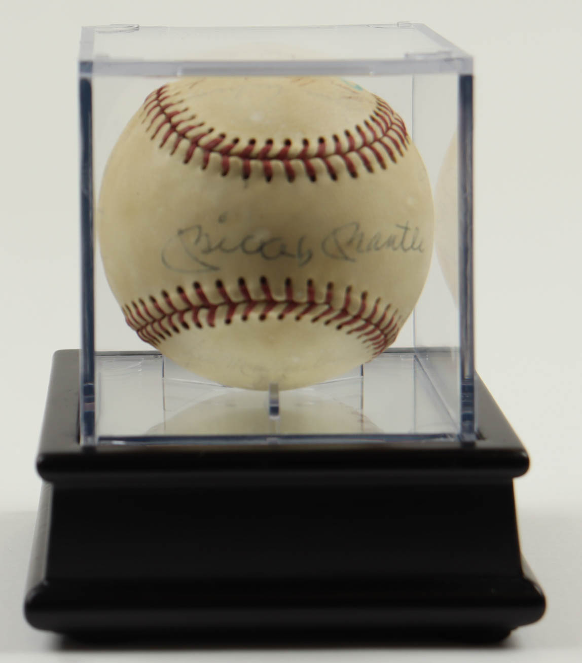 1960s Yankees & Dodgers Star Baseball Signed by (11) with Mickey Mantle, Tommy Davis, John Roseboro, Moose Skowron with Display Case & Wood Base (PSA) at PristineAuction.com 1960s Yankees & Dodgers Star Baseball Signed by (11) with Mickey Mantle, Tommy Davis, John Roseboro, Moose Skowron with Display Case & Wood Base (PSA) at PristineAuction.com