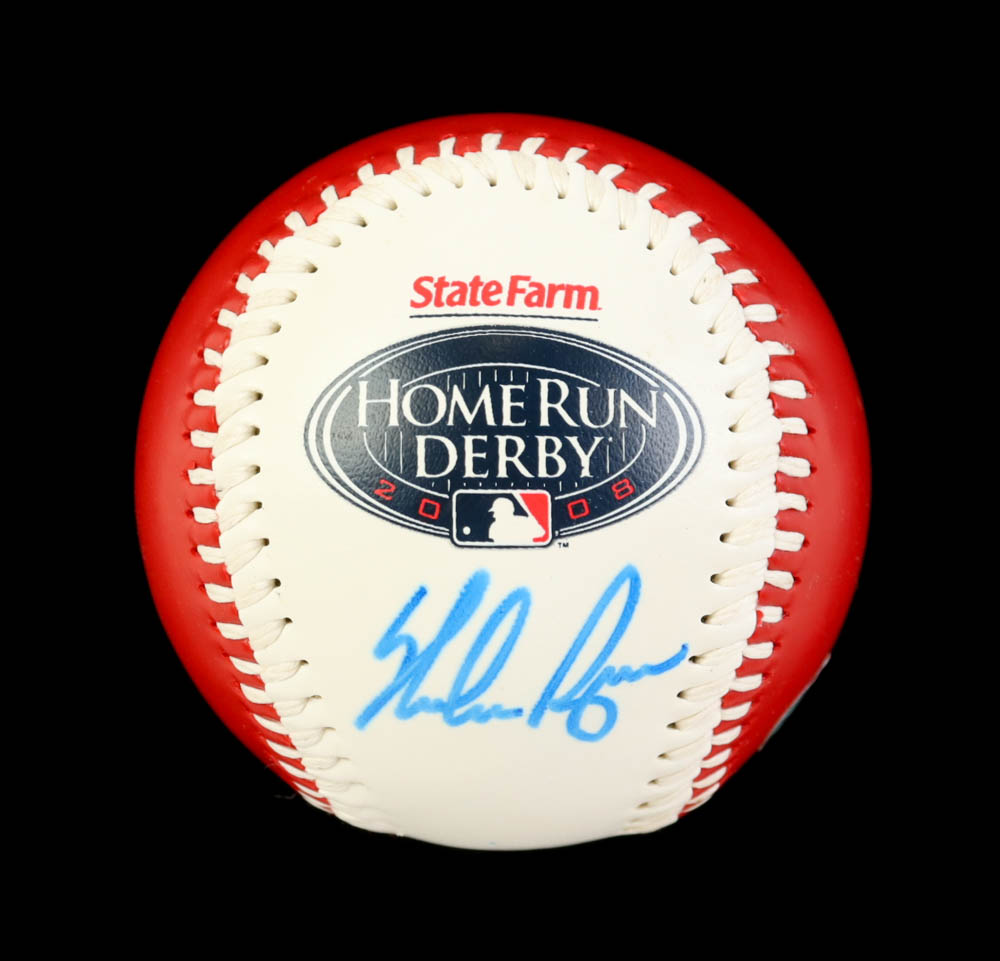 Nolan Ryan Signed 2008 Home Run Derby Logo Baseball with Display Case & Wood Base (PSA) at PristineAuction.com Nolan Ryan Signed 2008 Home Run Derby Logo Baseball with Display Case & Wood Base (PSA) at PristineAuction.com