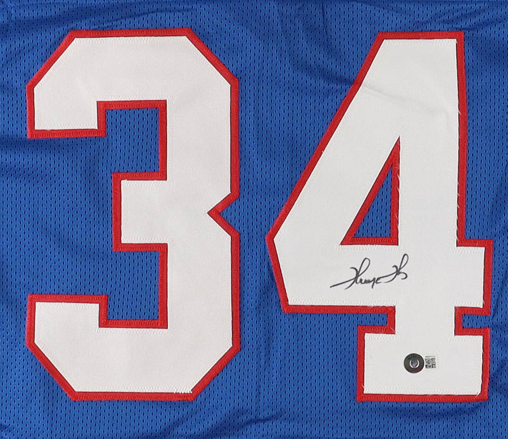 Thurman Thomas Signed Career Highlight Stat Jersey (Beckett) at PristineAuction.com Thurman Thomas Signed Career Highlight Stat Jersey (Beckett) at PristineAuction.com