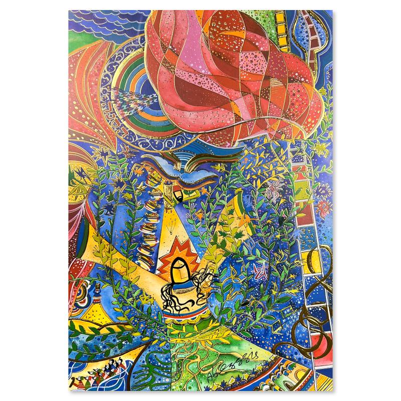 "Burning Bush" LE 13x9 Serigraph with Gold Foil by Rafael Abecassis (Artova) at PristineAuction.com "Burning Bush" LE 13x9 Serigraph with Gold Foil by Rafael Abecassis (Artova) at PristineAuction.com