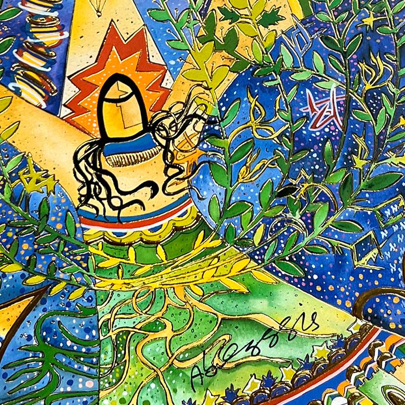 "Burning Bush" LE 13x9 Serigraph with Gold Foil by Rafael Abecassis (Artova) at PristineAuction.com "Burning Bush" LE 13x9 Serigraph with Gold Foil by Rafael Abecassis (Artova) at PristineAuction.com