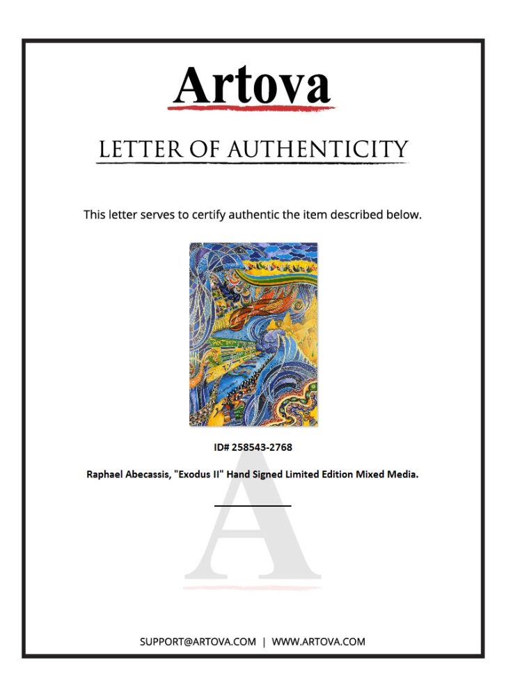 "Exodus II" LE 13x9 Serigraph with Gold Foil by Rafael Abecassis (Artova) at PristineAuction.com "Exodus II" LE 13x9 Serigraph with Gold Foil by Rafael Abecassis (Artova) at PristineAuction.com