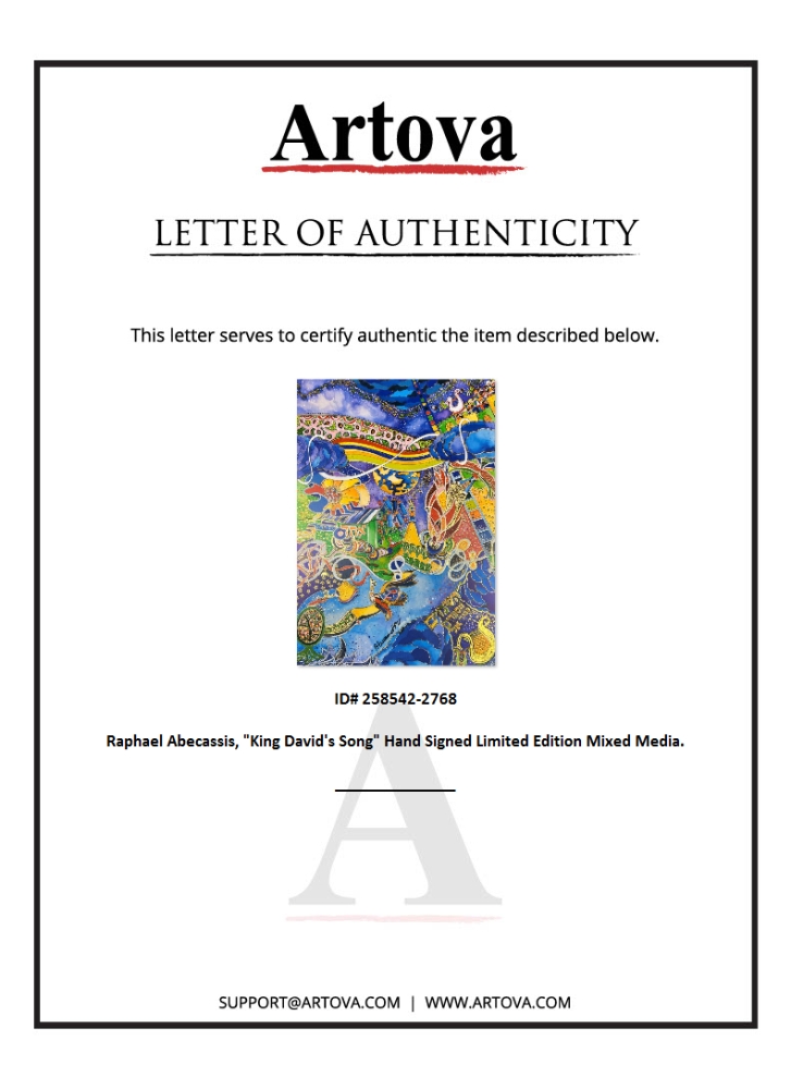 "King David's Song" LE 13x9 Serigraph with Gold Foil by Rafael Abecassis (Artova) at PristineAuction.com "King David's Song" LE 13x9 Serigraph with Gold Foil by Rafael Abecassis (Artova) at PristineAuction.com