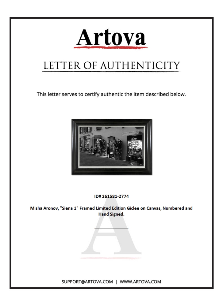 "Siena 1" LE 26x38 Custom Framed Giclee on Canvas by Misha Aronov (Artova) at PristineAuction.com "Siena 1" LE 26x38 Custom Framed Giclee on Canvas by Misha Aronov (Artova) at PristineAuction.com