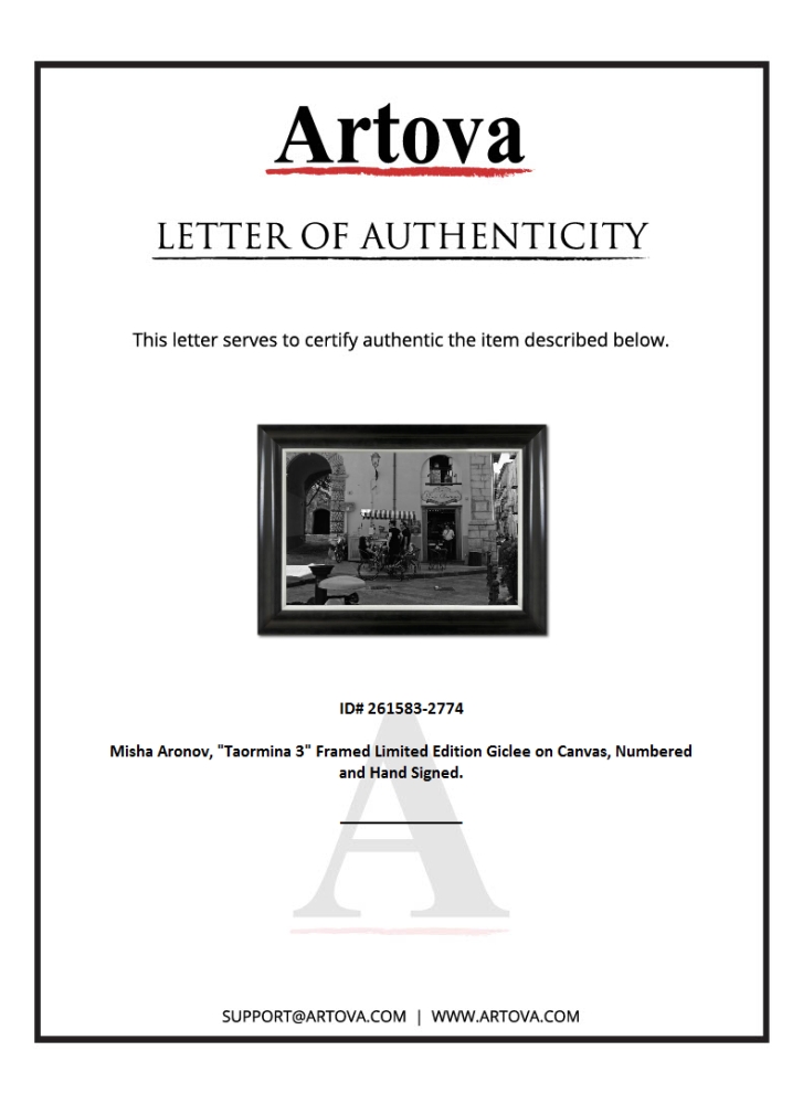 "Taormina 3" LE 26x36 Custom Framed Giclee on Canvas by Misha Aronov (Artova) at PristineAuction.com "Taormina 3" LE 26x36 Custom Framed Giclee on Canvas by Misha Aronov (Artova) at PristineAuction.com