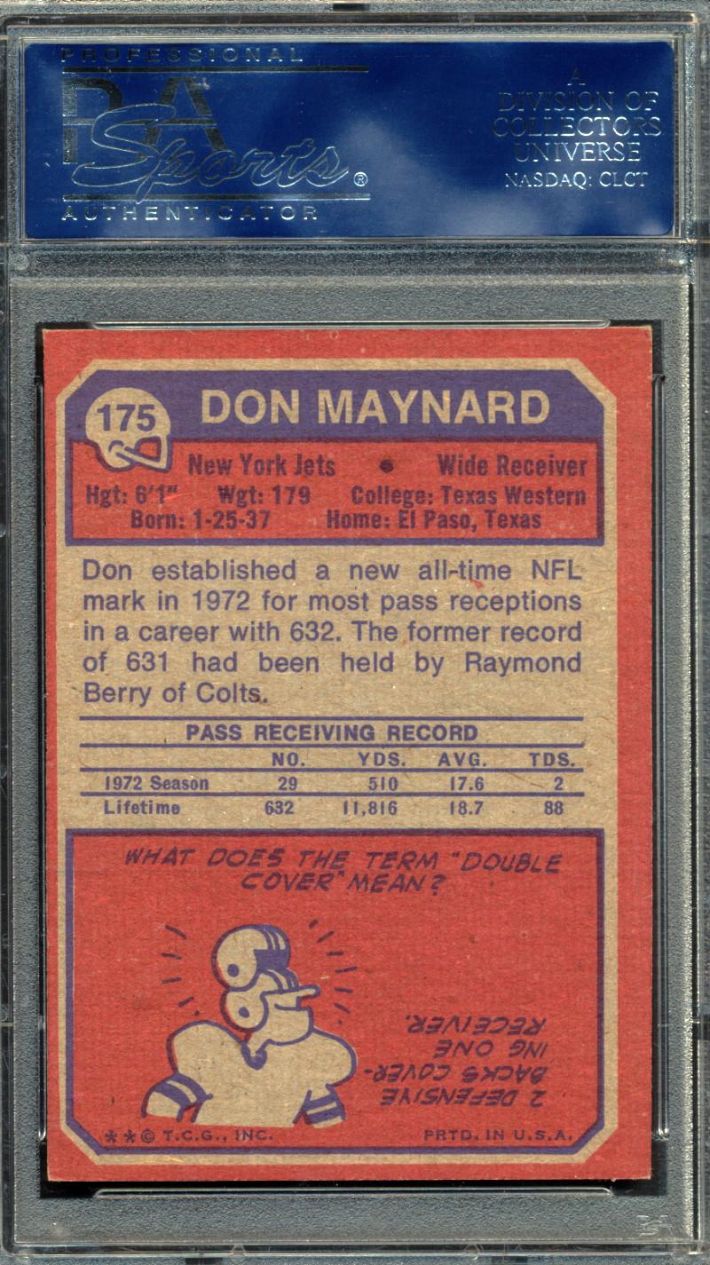 Don Maynard Signed 1973 Topps #175 (PSA) at PristineAuction.com Don Maynard Signed 1973 Topps #175 (PSA) at PristineAuction.com