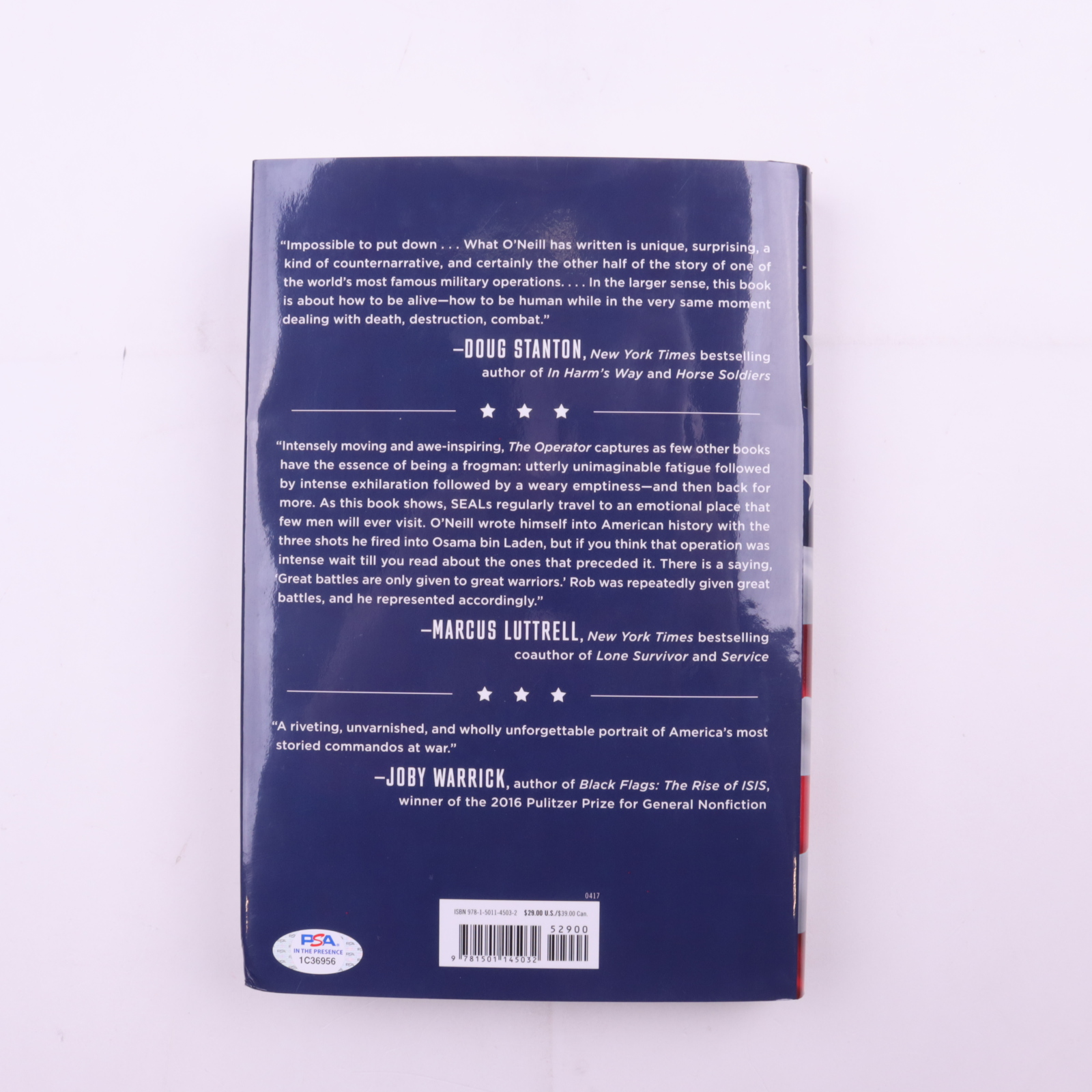 Robert O'Neill Signed "The Operator: Firing the Shots that Killed Osama Bin Laden and My Years as a SEAL Team Warrior" Hard-Cover Book Inscribed "Never Quit!" (PSA) at PristineAuction.com Robert O'Neill Signed "The Operator: Firing the Shots that Killed Osama Bin Laden and My Years as a SEAL Team Warrior" Hard-Cover Book Inscribed "Never Quit!" (PSA) at PristineAuction.com