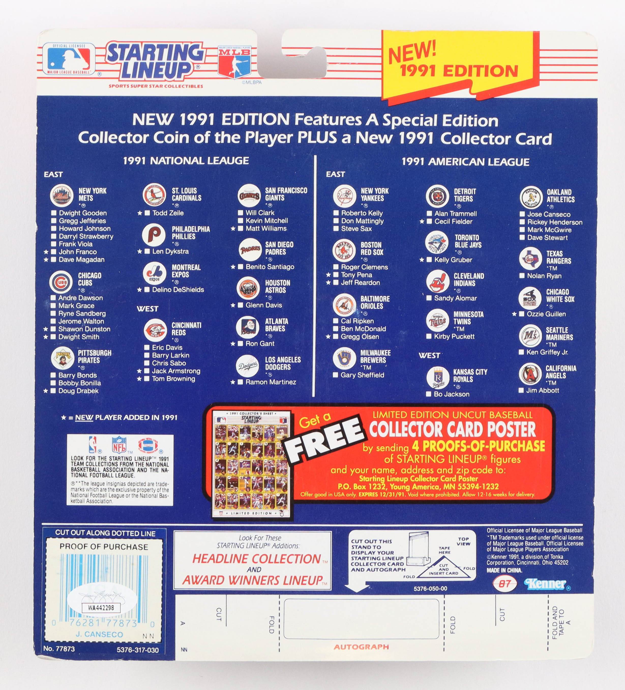 Jose Canseco Signed Starting Lineup Action Figure with Trading Card & Collector Coin Inscribed "The Godfather of Steroids" (JSA) at PristineAuction.com Jose Canseco Signed Starting Lineup Action Figure with Trading Card & Collector Coin Inscribed "The Godfather of Steroids" (JSA) at PristineAuction.com