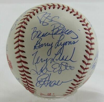 1986 World Series Baseball Team-Signed by (23) with Davey Johnson, Greg Pavlick, Ray Knight, John Gibbons, Lenny Dykstra (Beckett) at PristineAuction.com 1986 World Series Baseball Team-Signed by (23) with Davey Johnson, Greg Pavlick, Ray Knight, John Gibbons, Lenny Dykstra (Beckett) at PristineAuction.com