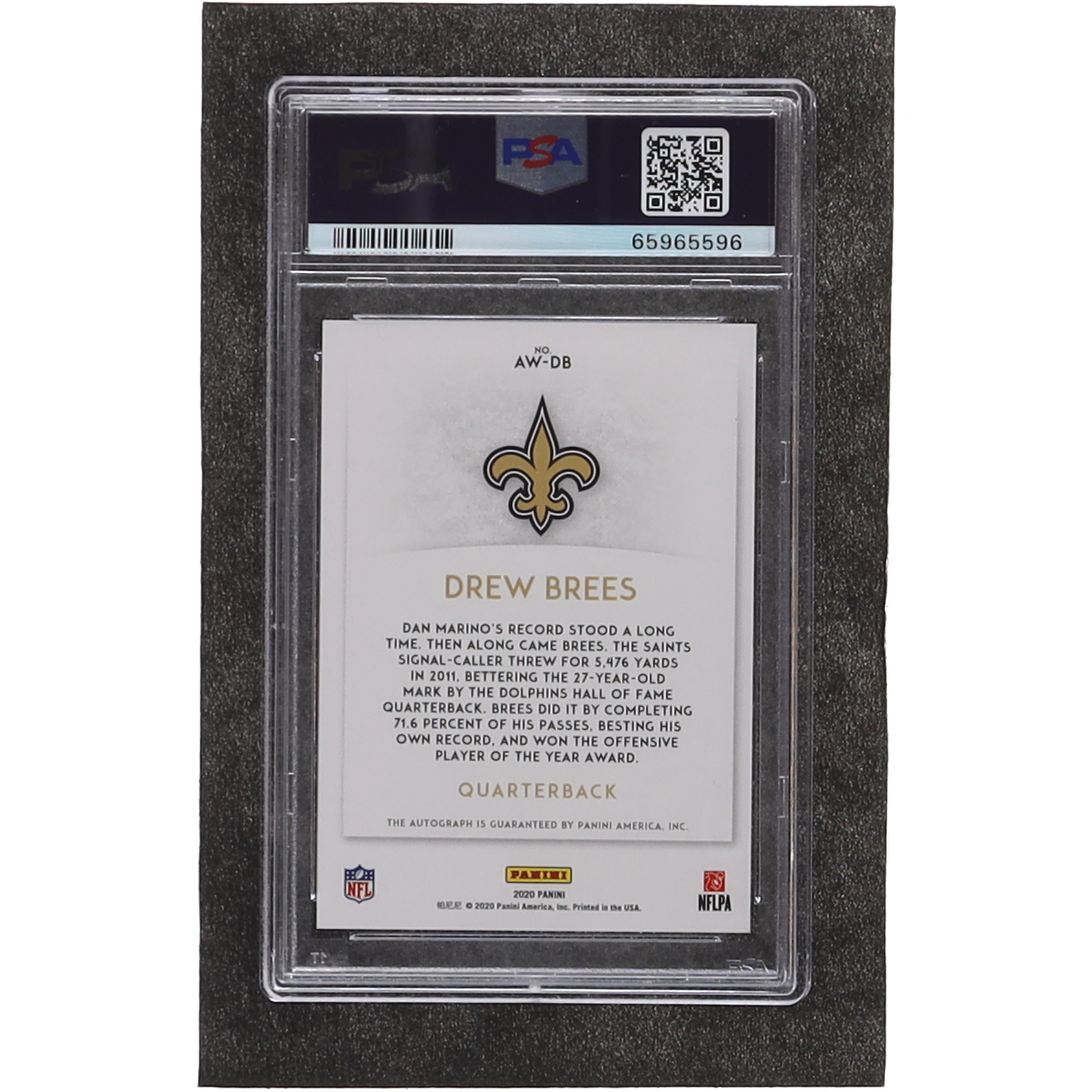 Drew Brees 2020 Panini Award Winners Autographs #4 (PSA 9) at PristineAuction.com Drew Brees 2020 Panini Award Winners Autographs #4 (PSA 9) at PristineAuction.com