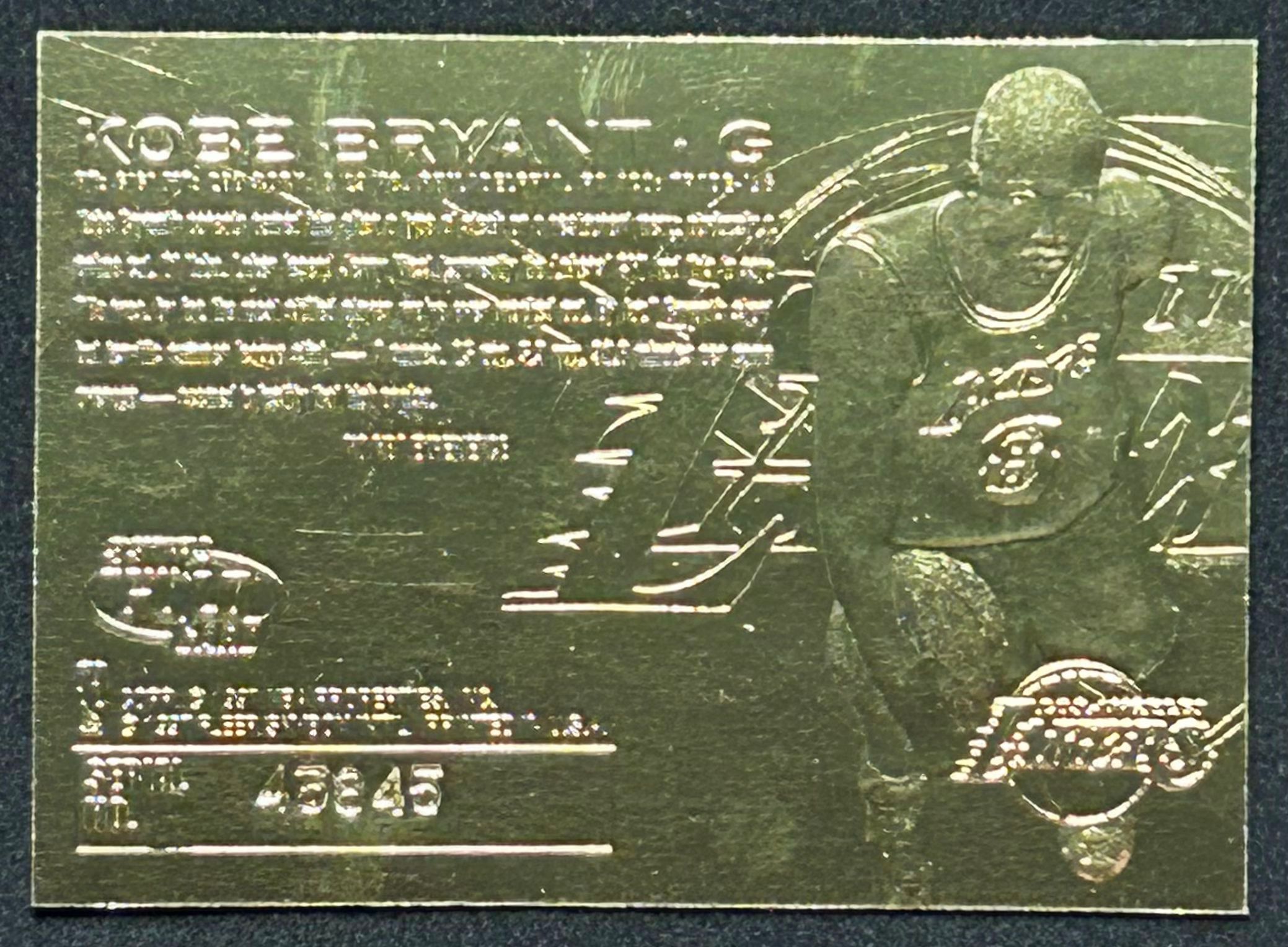 Kobe Bryant 1996-97 Fleer Purple Signature 23KT Gold RC #43845 at PristineAuction.com Kobe Bryant 1996-97 Fleer Purple Signature 23KT Gold RC #43845 at PristineAuction.com