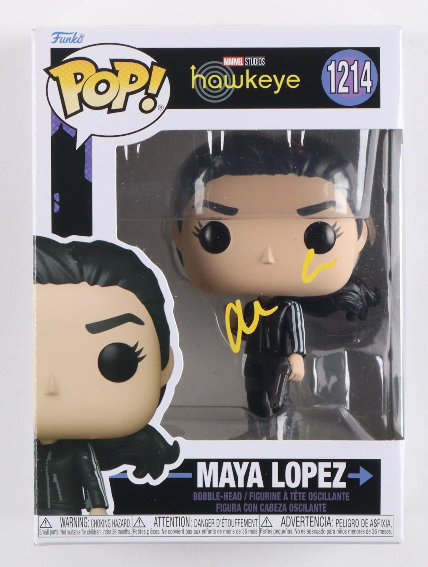 Alaqua Cox Signed "Maya Lopez" Hawkeye #1214 Funko Pop! Marvel Studios Vinyl Figure (Beckett) at PristineAuction.com Alaqua Cox Signed "Maya Lopez" Hawkeye #1214 Funko Pop! Marvel Studios Vinyl Figure (Beckett) at PristineAuction.com