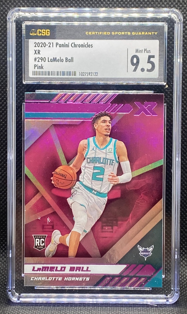 LaMelo Ball 2020-21 Panini Chronicles Pink #290 XR (CSG 9.5) at PristineAuction.com LaMelo Ball 2020-21 Panini Chronicles Pink #290 XR (CSG 9.5) at PristineAuction.com