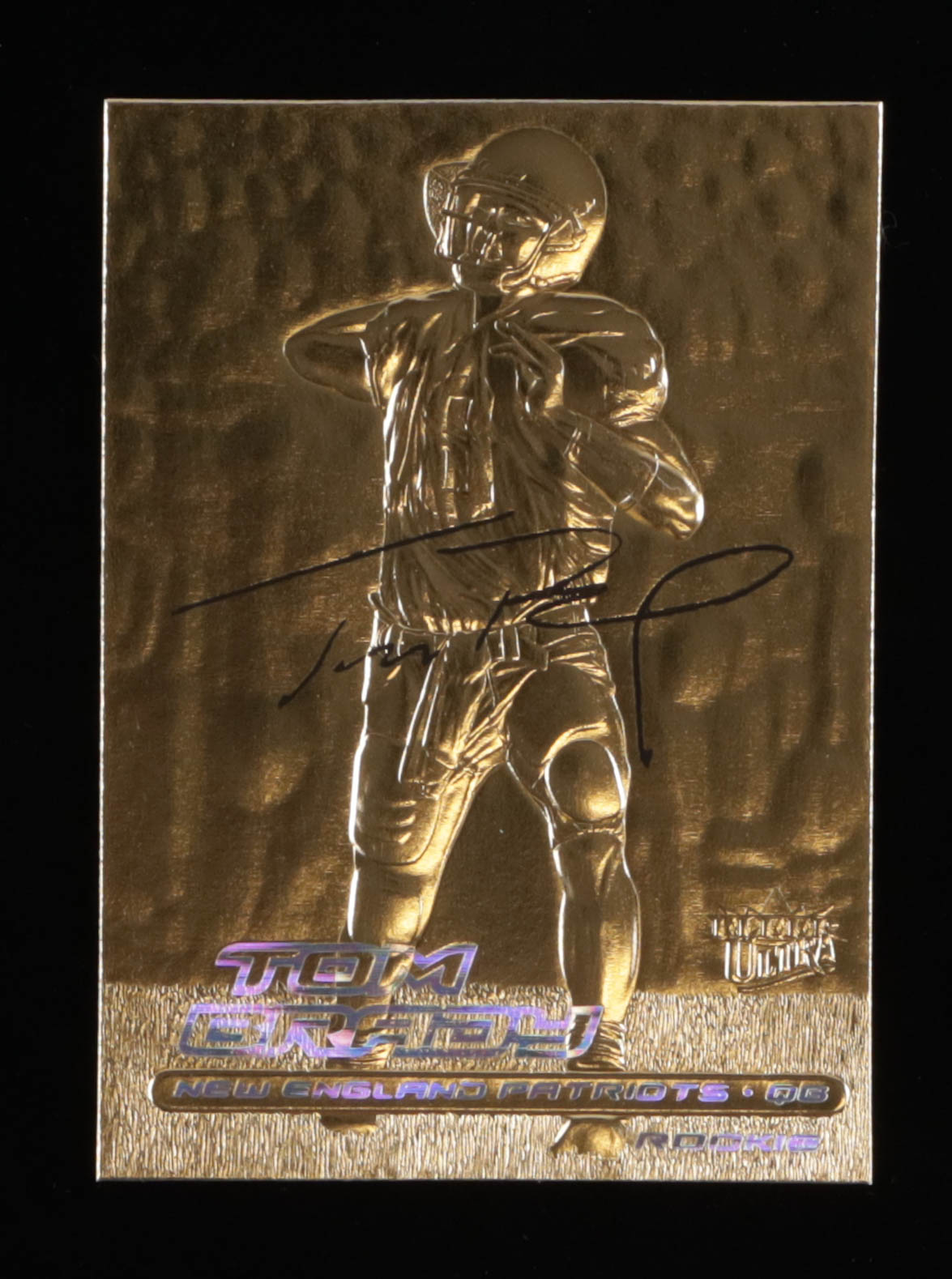 Tom Brady 2000 Fleer Ultra 23KT Gold Blue Metallic Signature Series RC #6708 at PristineAuction.com Tom Brady 2000 Fleer Ultra 23KT Gold Blue Metallic Signature Series RC #6708 at PristineAuction.com