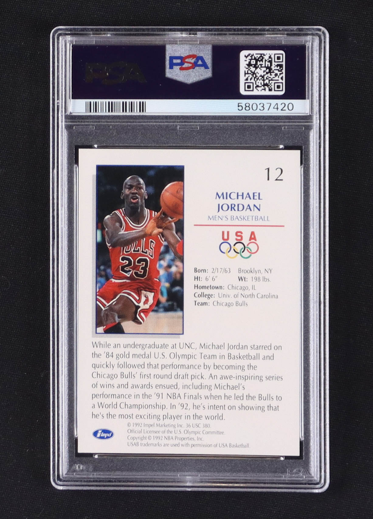 Michael Jordan 1992 Impel U.S. Olympic Hopefuls #12 BK (PSA 9) at PristineAuction.com Michael Jordan 1992 Impel U.S. Olympic Hopefuls #12 BK (PSA 9) at PristineAuction.com