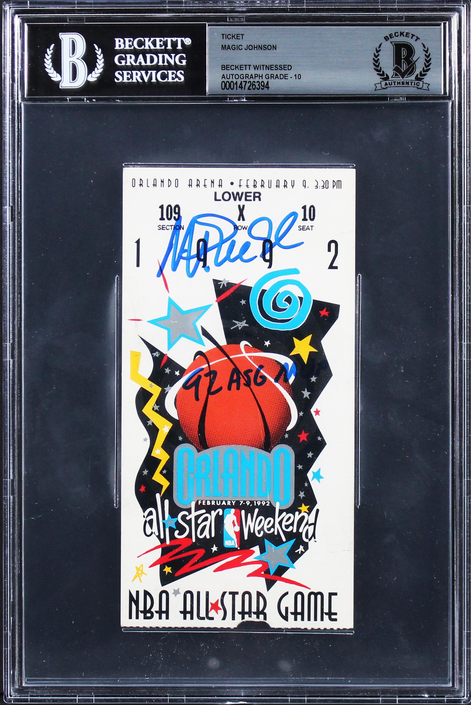 Magic Johnson Signed Ticket Inscribed "92 ASG MVP" (BGS) at PristineAuction.com Magic Johnson Signed Ticket Inscribed "92 ASG MVP" (BGS) at PristineAuction.com