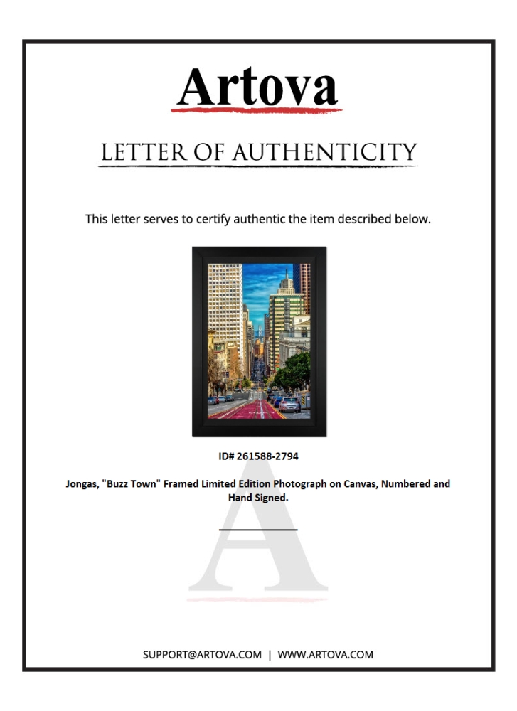 "Buzz Town" LE 38x28 Custom Framed Giclee on Canvas by Jongas (Artova) at PristineAuction.com "Buzz Town" LE 38x28 Custom Framed Giclee on Canvas by Jongas (Artova) at PristineAuction.com