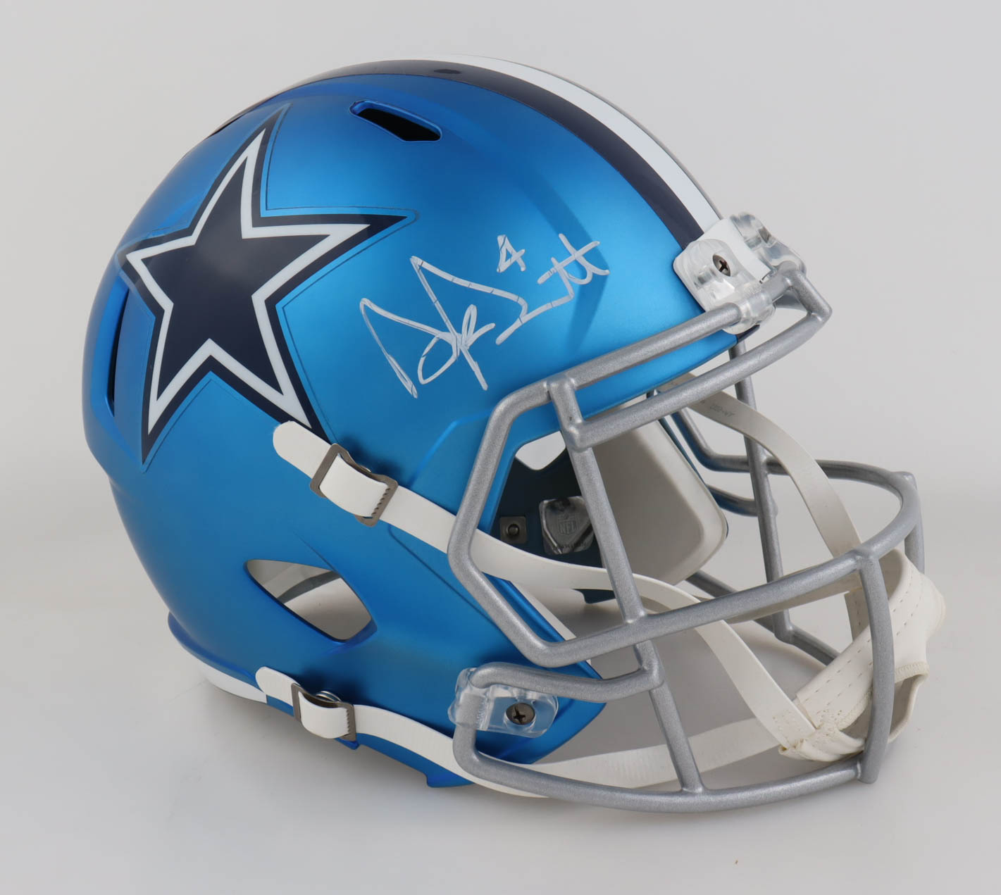Dak Prescott Signed Dallas Cowboys Blaze Full-Size Speed Helmet (JSA & Prescott) at PristineAuction.com Dak Prescott Signed Dallas Cowboys Blaze Full-Size Speed Helmet (JSA & Prescott) at PristineAuction.com