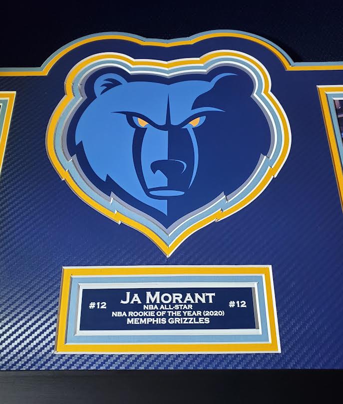 Ja Morant Signed Grizzlies 33x42 Custom Framed Jersey Display with LED Backlit Display with 2019 Panini Prizm Fireworks #28 & 2019 Panini Mosaic #274 (Panini) at PristineAuction.com Ja Morant Signed Grizzlies 33x42 Custom Framed Jersey Display with LED Backlit Display with 2019 Panini Prizm Fireworks #28 & 2019 Panini Mosaic #274 (Panini) at PristineAuction.com