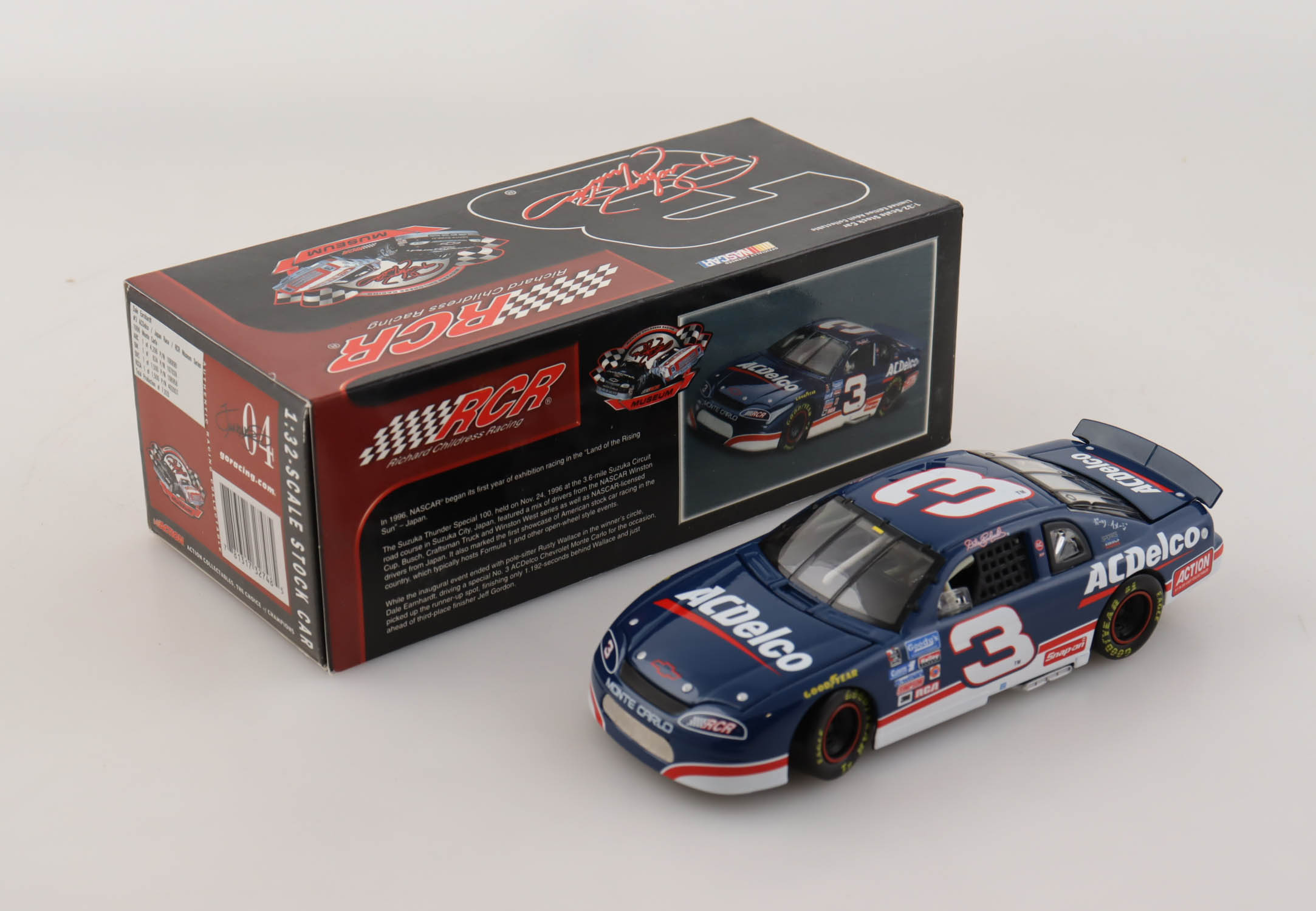 Dale Earnhardt Sr. LE NASCAR #3 ACDelco / Japan Race / RCR Museum Series / 1996 Monte Carlo - 1:32 Diecast Car at PristineAuction.com Dale Earnhardt Sr. LE NASCAR #3 ACDelco / Japan Race / RCR Museum Series / 1996 Monte Carlo - 1:32 Diecast Car at PristineAuction.com