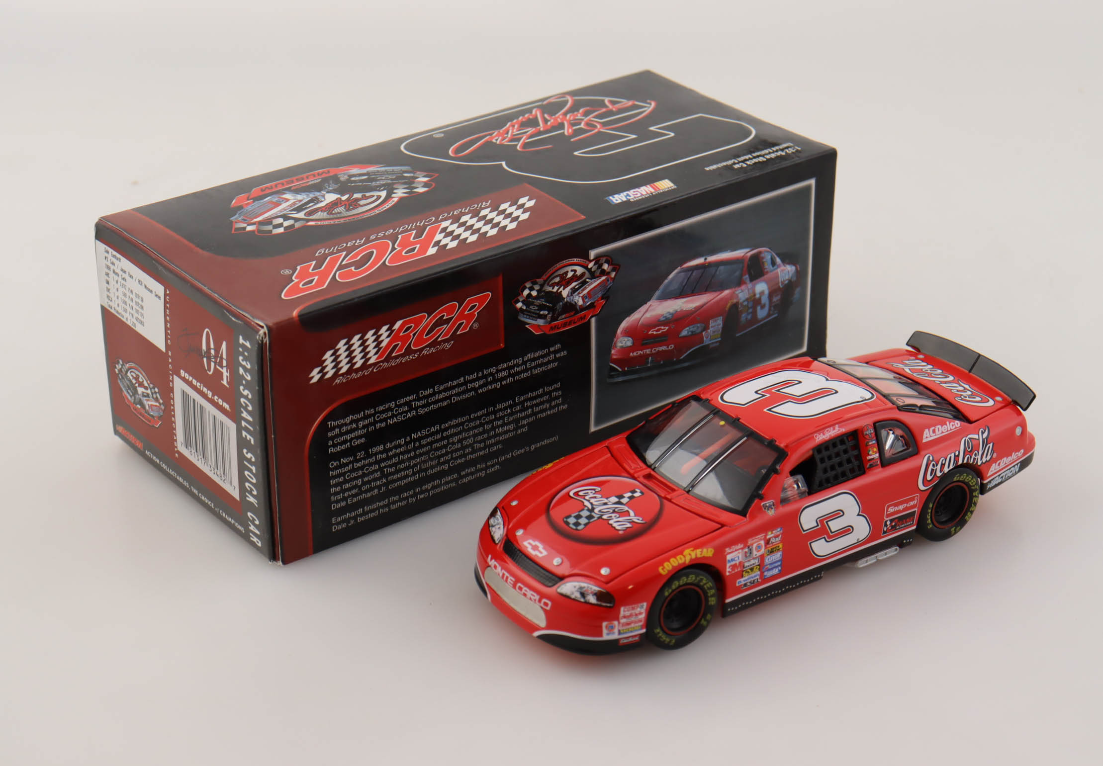 Dale Earnhardt Sr. LE NASCAR #3 Coke / Japan Race / RCR Museum Series / 1998 Monte Carlo - 1:32 Diecast Car at PristineAuction.com Dale Earnhardt Sr. LE NASCAR #3 Coke / Japan Race / RCR Museum Series / 1998 Monte Carlo - 1:32 Diecast Car at PristineAuction.com